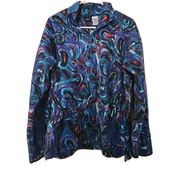 Vintage 80s Nike All Over Print 1/2 Zip Fleece Jacket Women's Large Shirt - Picture 1 of 7